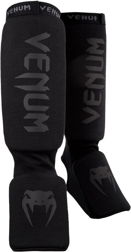 Venum Kontact Shinguards – Black/Black, One Size