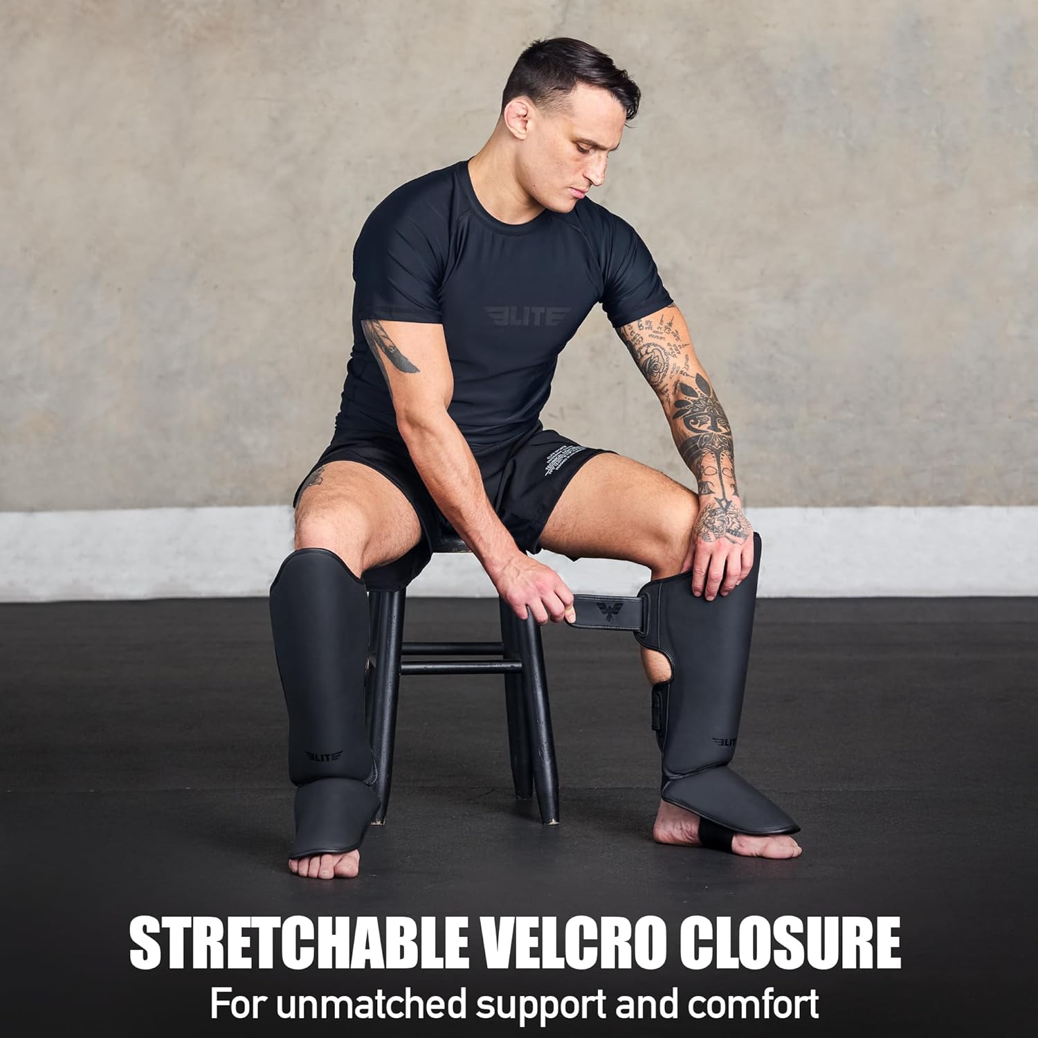 Elite Sports Muay Thai Shin Guards Kickboxing MMA Muay Thai Leg Instep Protective Pads, Martial Art Kicking Sparring Training Gear for BJJ Karate Boxing Taekwondo - Image 5